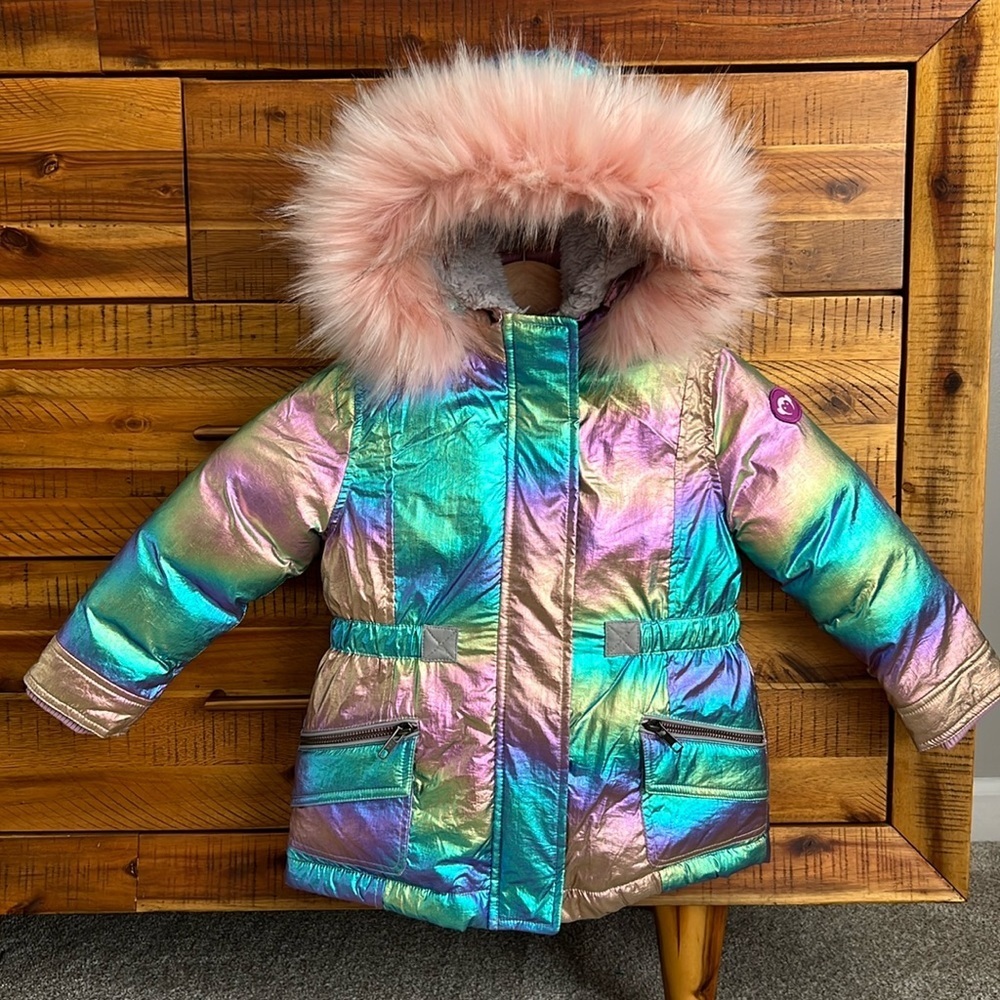 Appaman Rainbow Ombre Middie Puffer Girls Coat - Picture 3 of 11